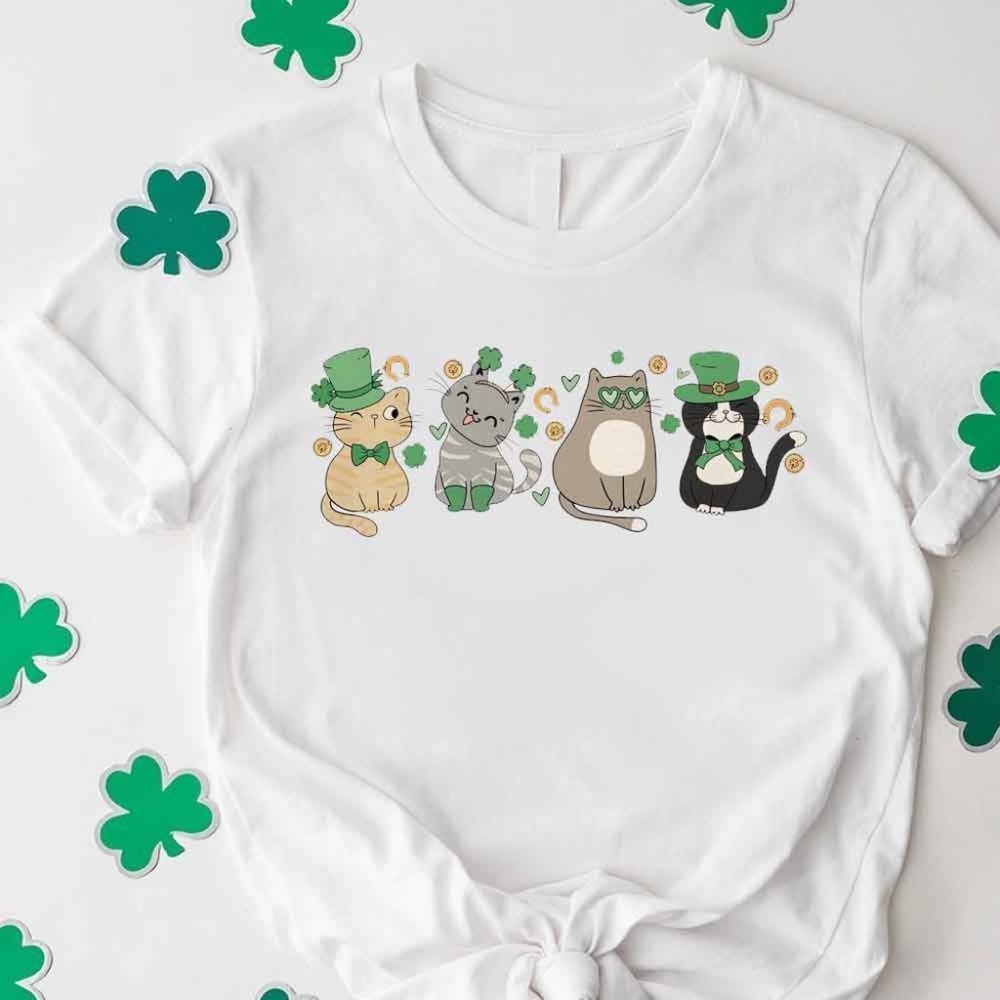 Cats St Patricks Day Tee Shirt For Cat Lovers Cute Cats Tee Shirts